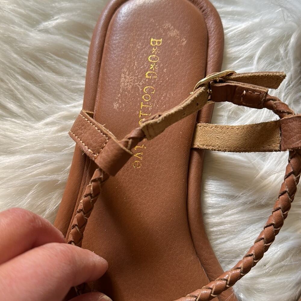 B.O.G. Collective | Lively Cognac Braided Leather Sandal Size 10 - Picture 2 of 6